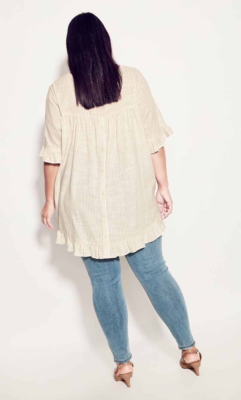 Avenue Women's Plus Size Top Riviera Frill Stripe - Image 5